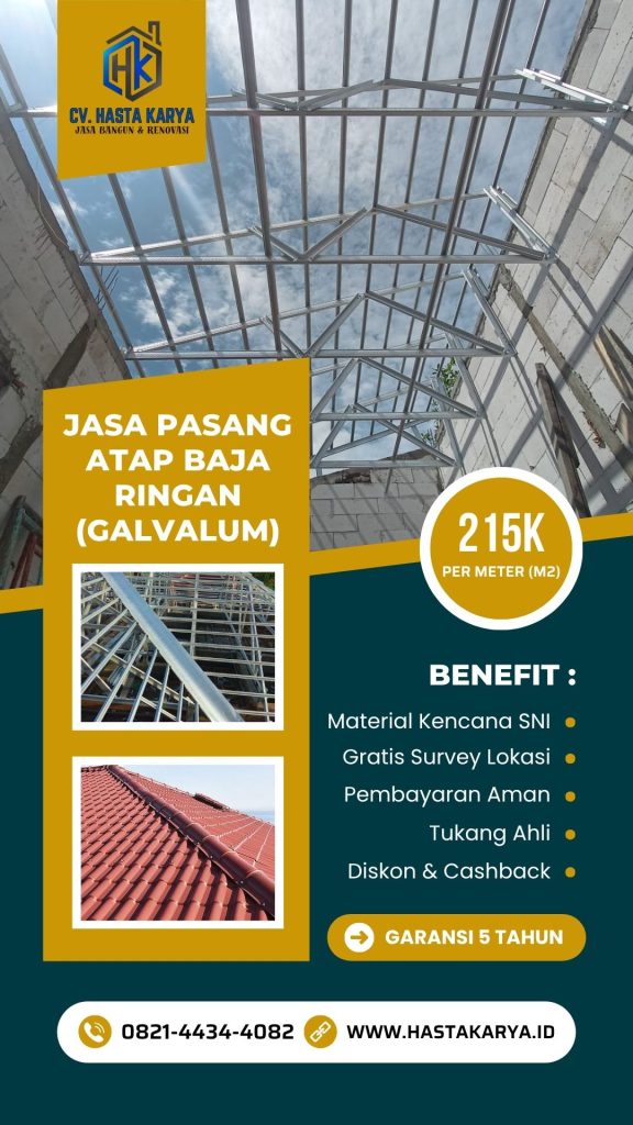 Harga Pasang Baja Ringan Mojokerto Per Meter